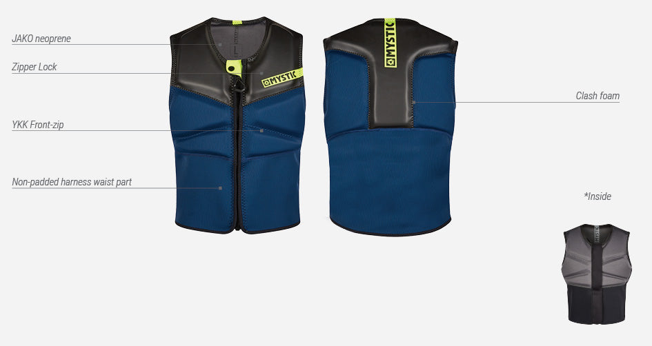 MYSTIC BLOCK IMPACT VEST FRONT ZIP BLACK