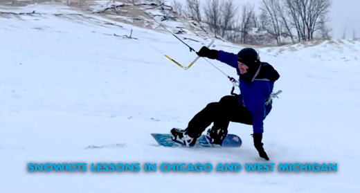 Winter Kiteboarding Lessons on the snow from Chicago to West Michigan